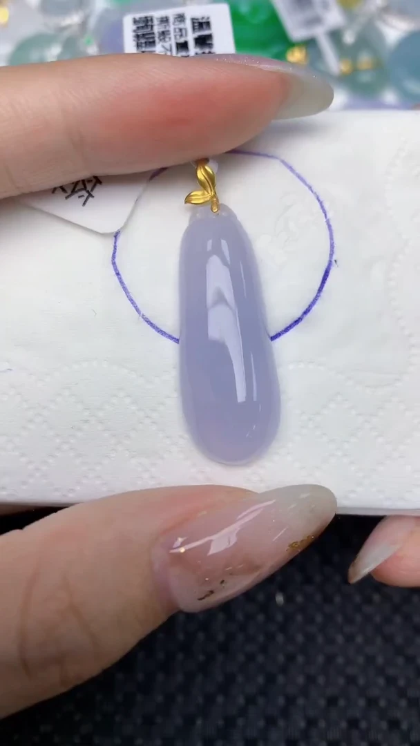 颈饰18K金镶嵌翡翠天然缅甸翡翠a货百元以上9元证书费自理