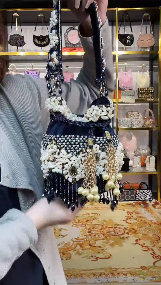 织物珠韵恒泽重工串珠手提包