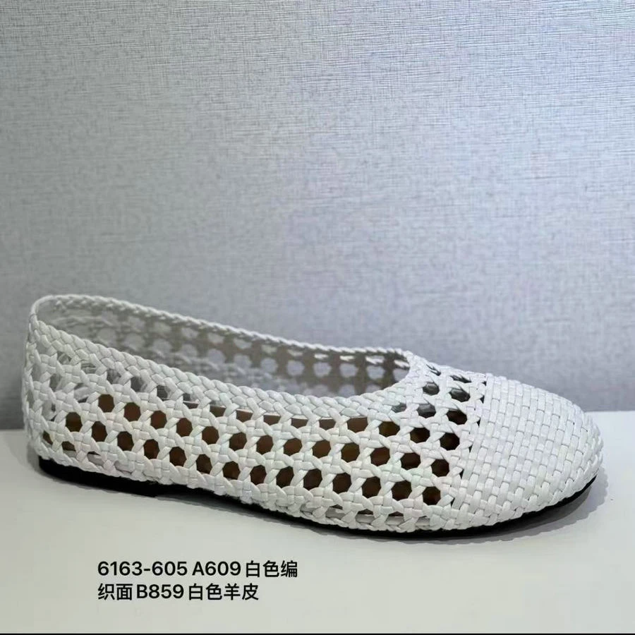 诗歌兰女鞋2025夏季新款时尚手工编织平底一脚蹬休闲单鞋5133-65