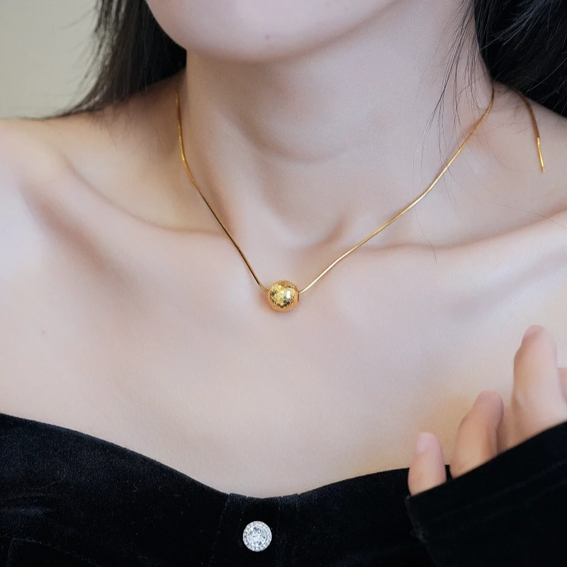 铜合金项链 有求必应龙鳞碎碎冰圆球项链女2025年新款ins百搭饰品