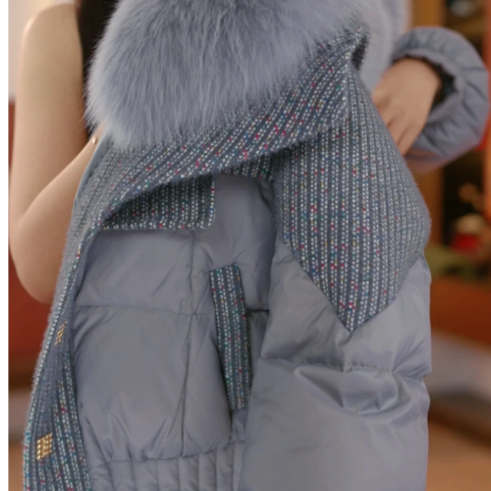 【FQ甄选大朵绒】新款气质高定保暖百搭洋气纯色大毛领女士羽绒服