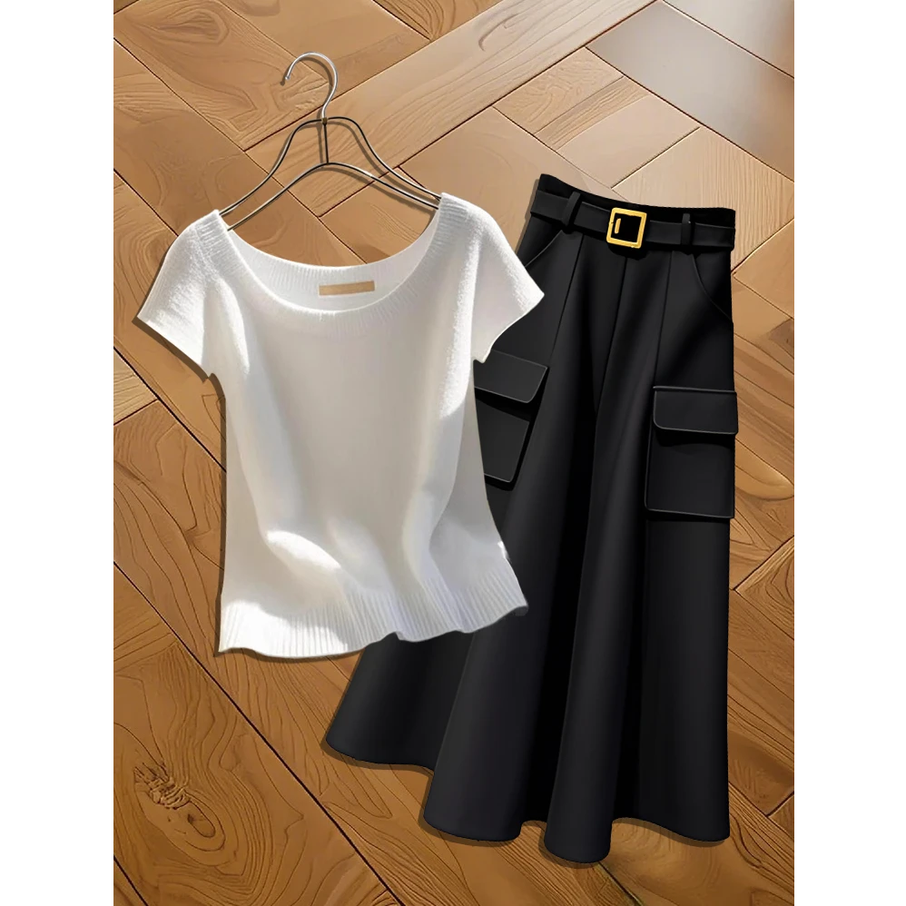 2025夏季新款赴约极简穿搭超好看时尚百搭上衣气质半身裙两件套女