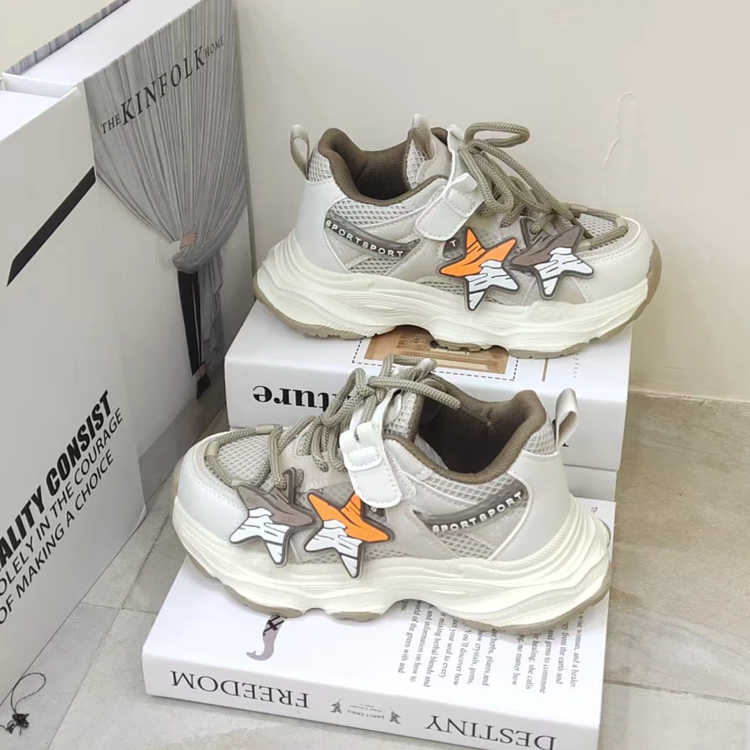 儿童新款356网面韩版男童运动鞋休闲鞋子女童时尚老爹鞋百搭透气