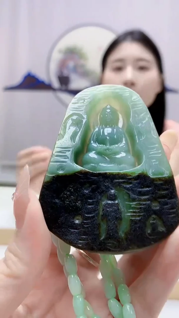 未镶嵌定制翡翠4812DD-毛货挂件赠珠链59