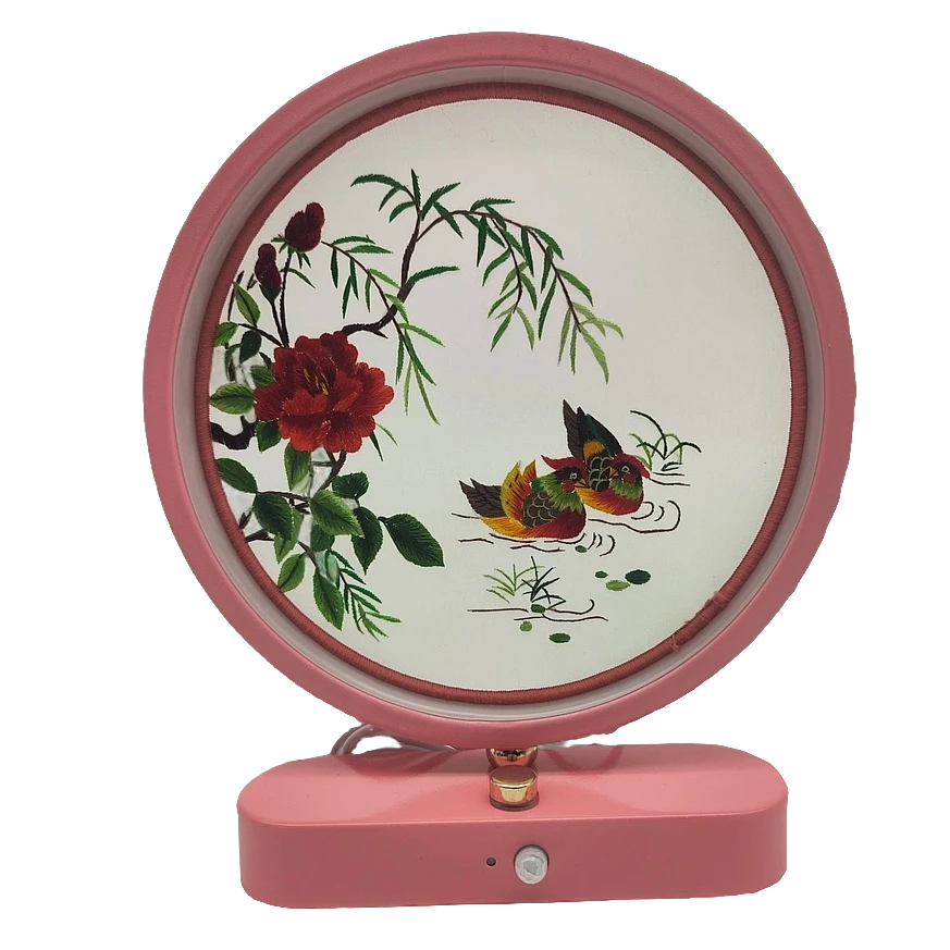 多功能智能灯绣品灯油画灯老人房必备好物！实木红花梨灯，