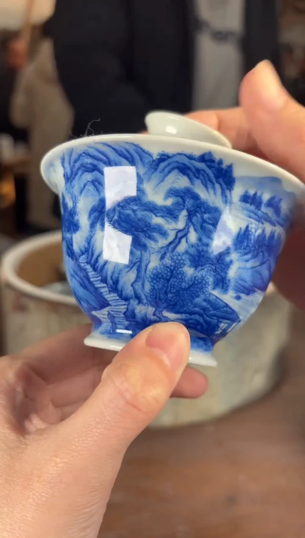 【闪购商品】杯看山柴窑青花看山柴窑青花