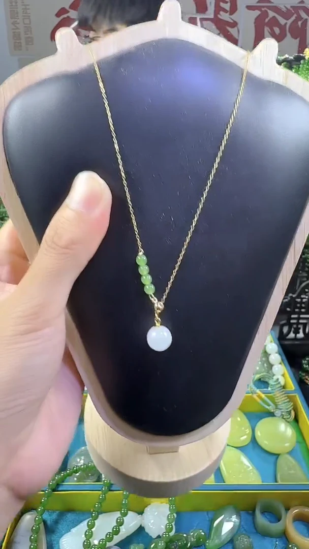 和田玉银S925镶嵌颈饰16