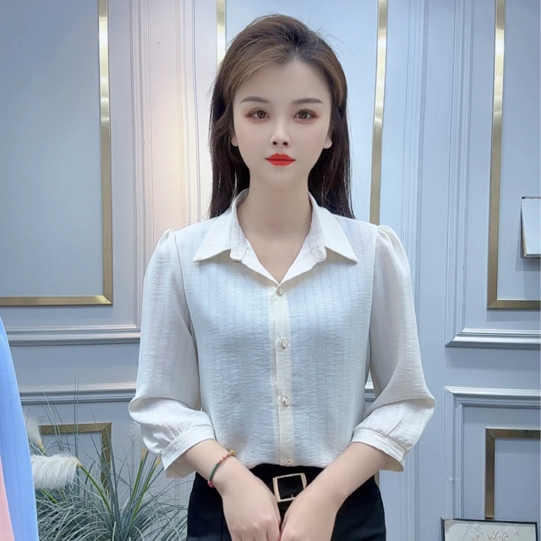 七分袖衬衫女2025春新款时尚百搭设计感小众衬衣洋气显瘦气质上衣