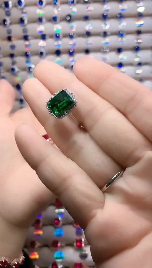 【闪购商品】透辉石戒指银S925镶嵌银色