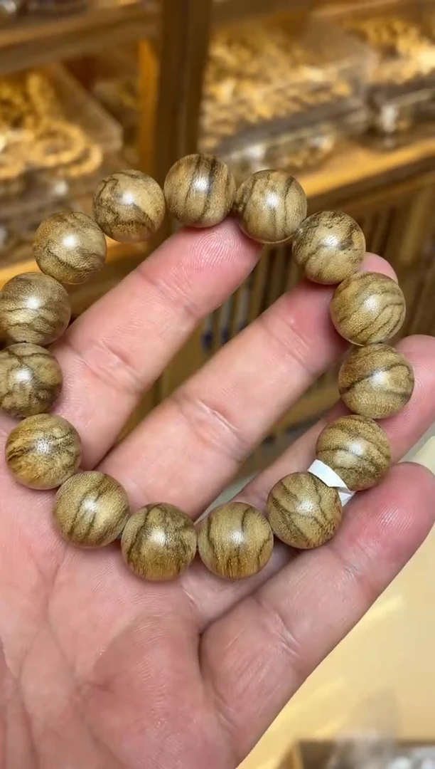 沉香手串 达拉干圆珠单圈虎皮纹1.5多样性发其一