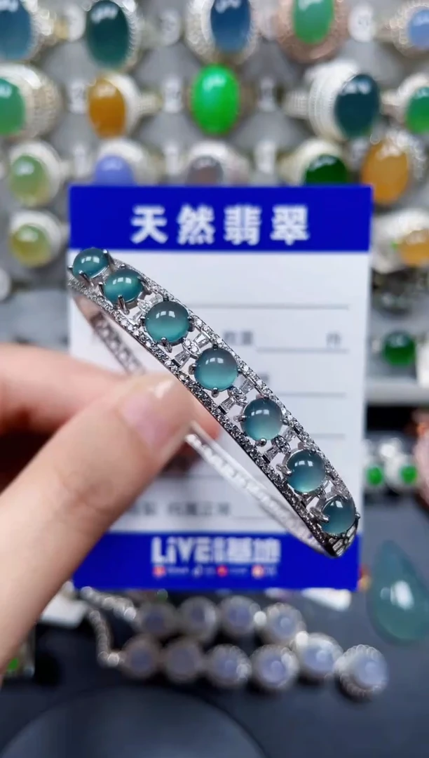 银S925镶嵌手镯翡翠226