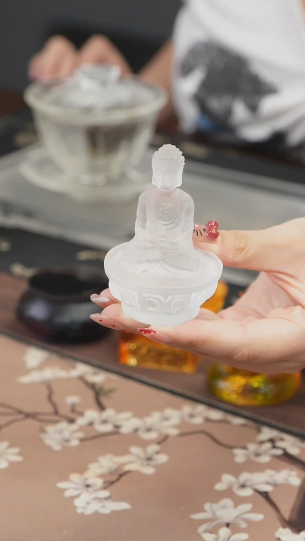 手工艺品琉璃白色药师佛茶宠摆件