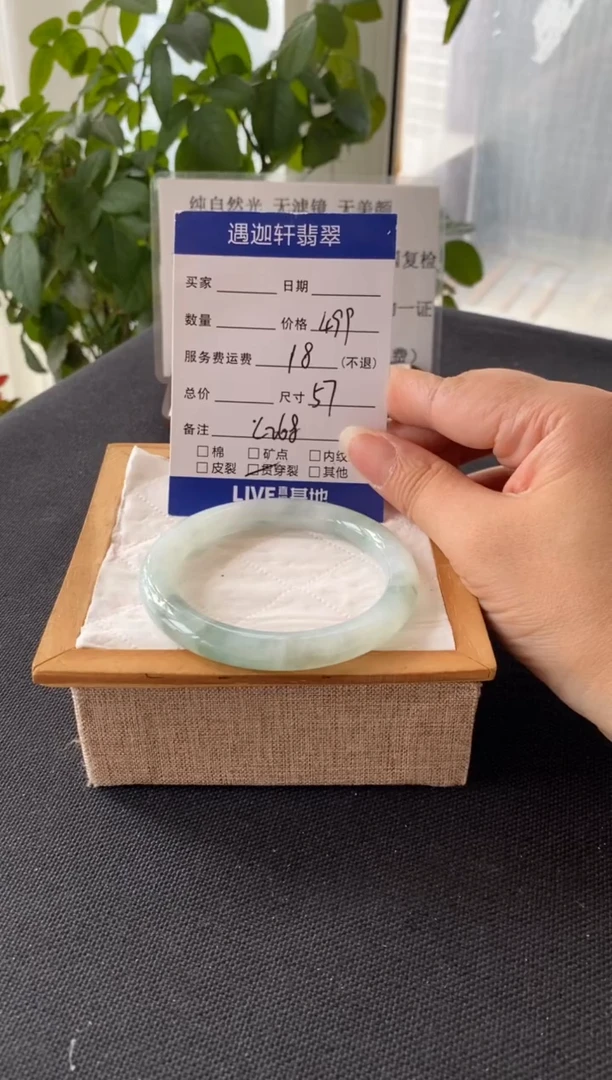 翡翠手镯未镶嵌57圈口 C268编码