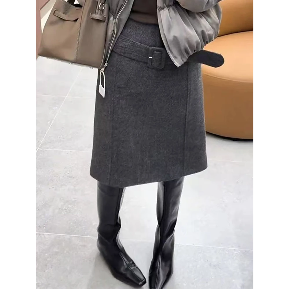 韩版高腰显瘦气质减龄直筒裙女冬季新款时尚通勤百搭休闲中长裙