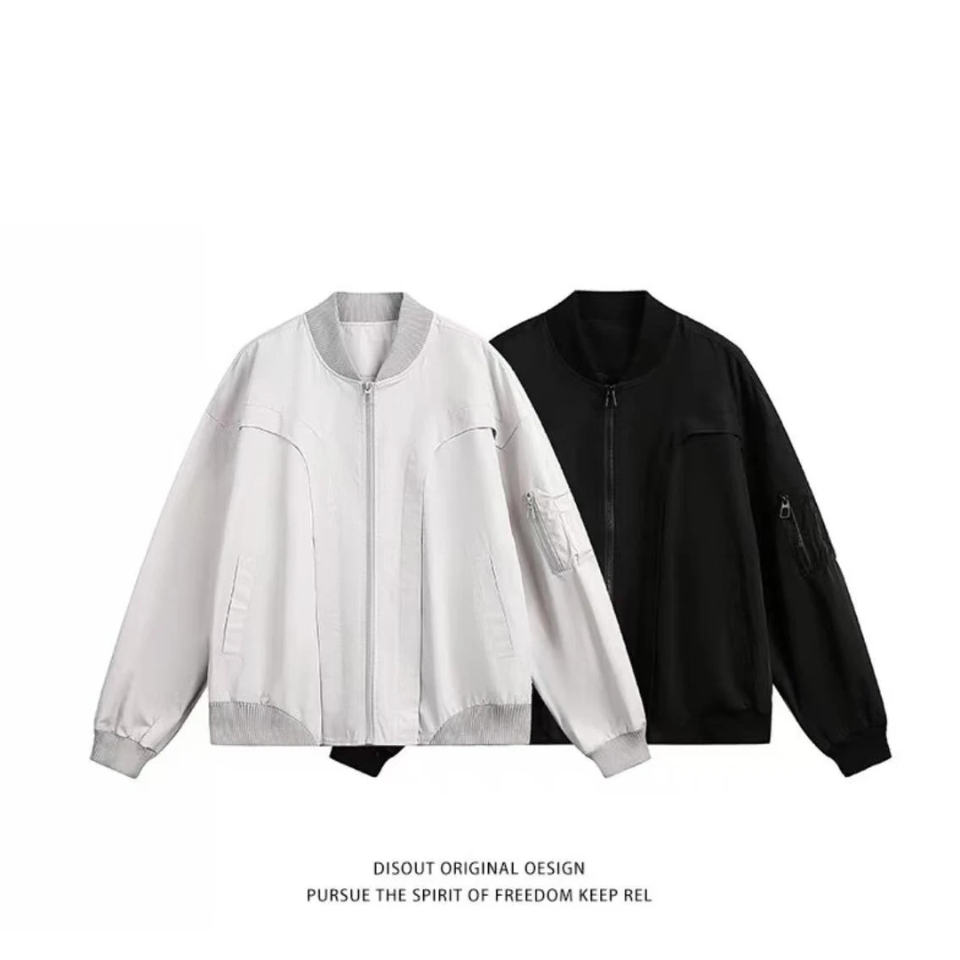 【库库】美式宽松短款棒球服男春秋工装飞行夹克潮牌设计感外套新款