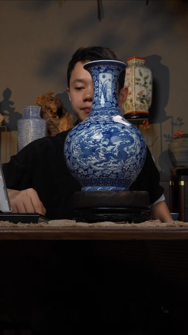 摆件WN问泥景德镇陶瓷花瓶摆件