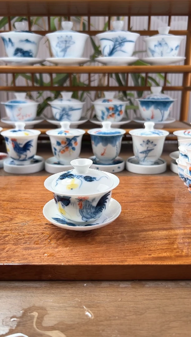 钻*微瑕公鸡80ml三才盖碗