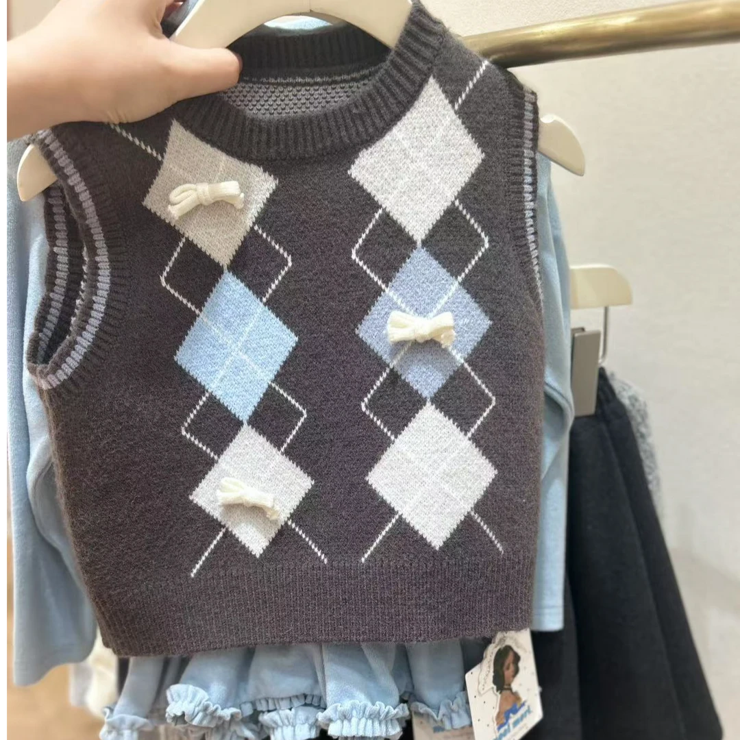 茉莉岛•25秋~菱形格马甲8912灰色7-24