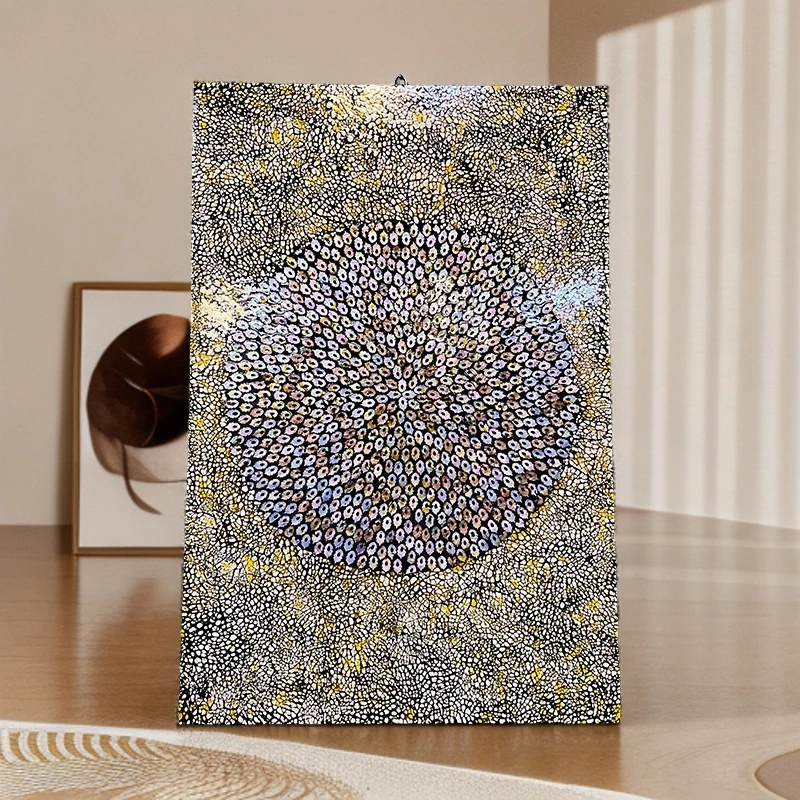 简约轻奢入户玄关挂画螺钿工艺贝壳装饰画走廊过道壁画高90宽60cm