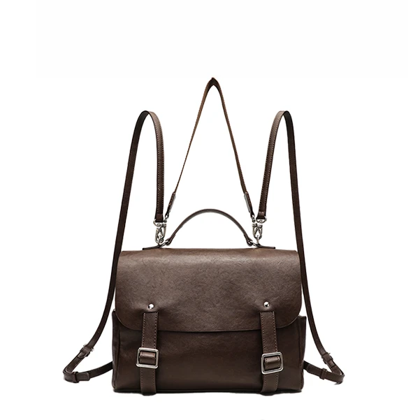 【婉婉专属】休闲植鞣邮差双肩包时尚学院双肩包