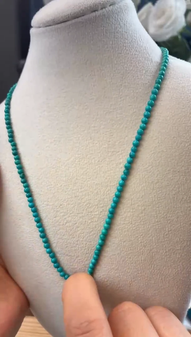 18K金镶嵌绿松石项链1