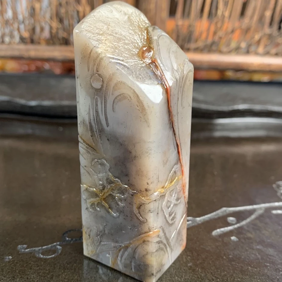 国石/寿山老性结晶鸡母窝石深山访友章料（林荣发）/大师雕/ST1596