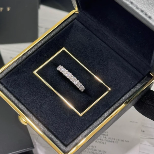 99新 Graff/格拉夫 小花林林 经典款classic白金满圈排钻戒指51码