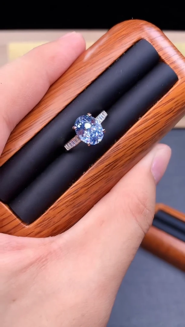 海蓝宝石戒指银S925镶嵌4532