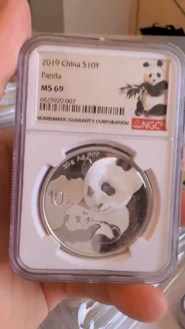 纯银NGC69分2019年中国大熊猫银币-