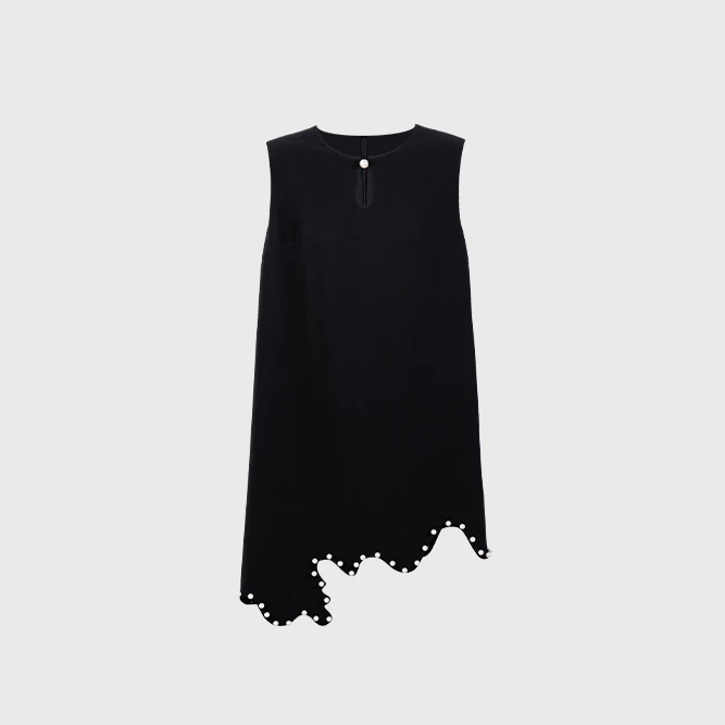 【林海】黑色无袖高端不规则精致连衣裙BL3221-S2