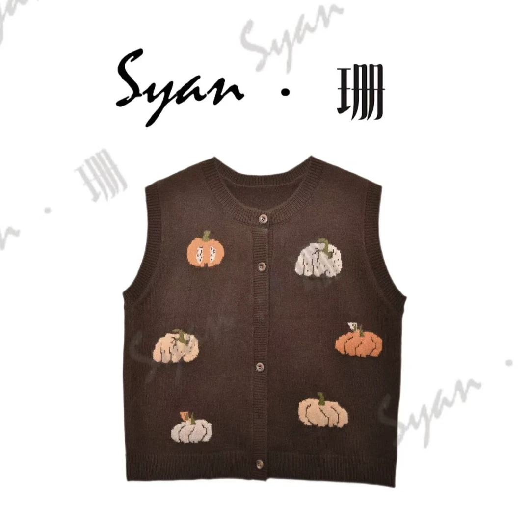 Syan【小南瓜】设计感文艺范宽松款休闲女装马甲