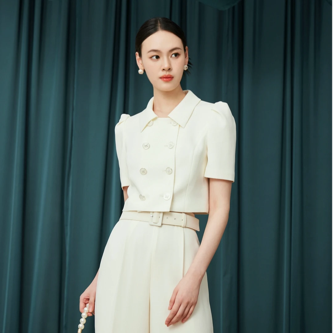 都市通勤设计感短外套2025年新款时尚泡泡袖上衣-MOGC03WJK202