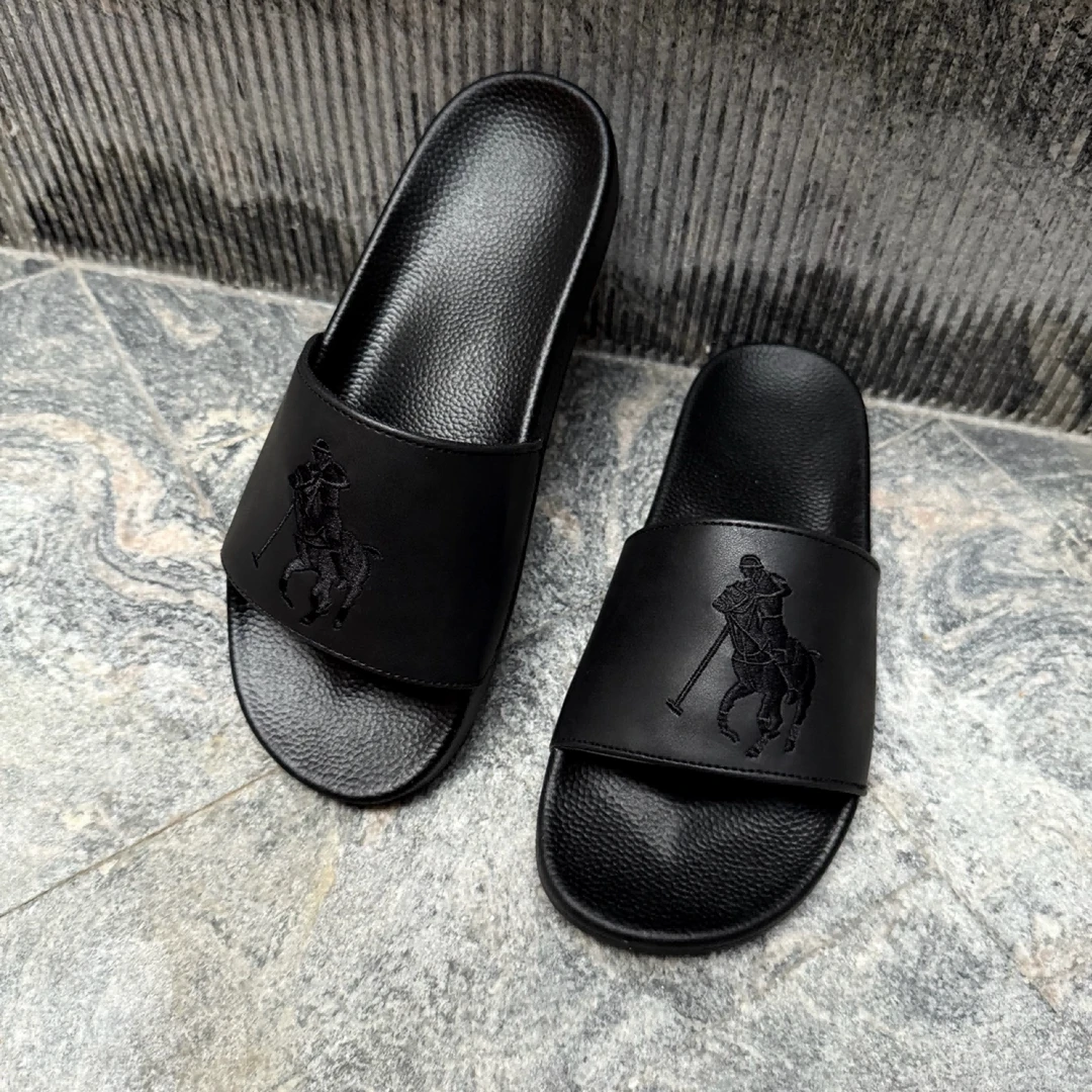 男士网红拖鞋2025新款马球刺绣休闲一字拖夏季防滑软底户外凉拖男