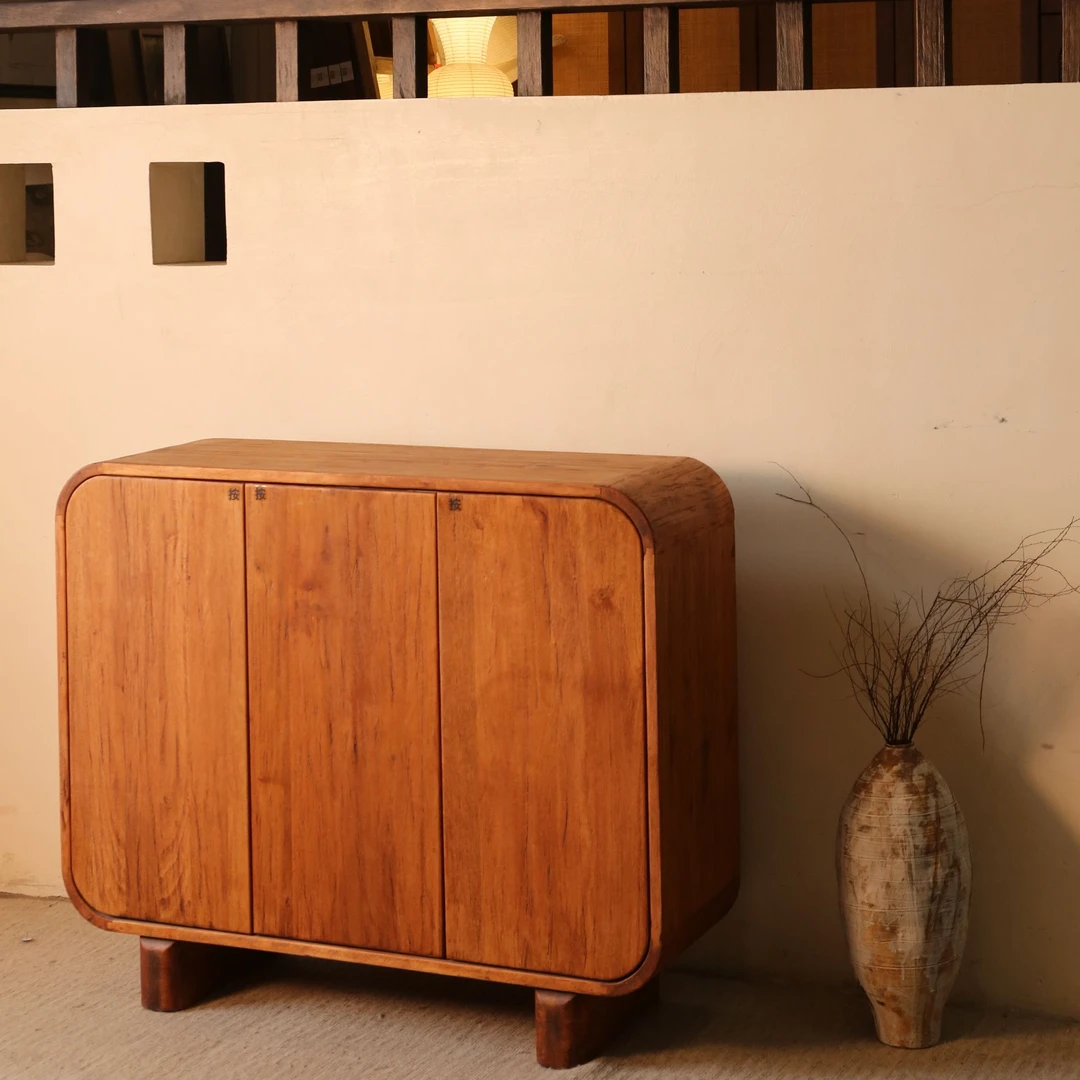 沐野家具 旧时三门边柜 客厅简约玄关柜极简储物柜