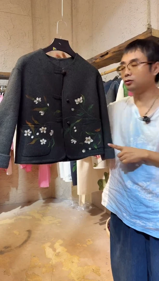 手绘毛呢上衣111111