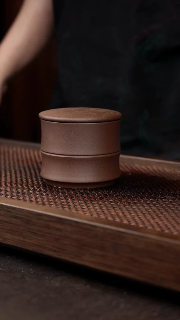 茶壶紫砂紫泥竹节茶叶罐