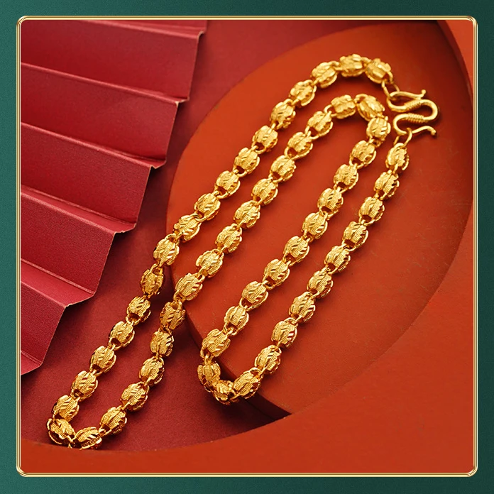 合金项链 项链 男款实心古法磨砂 和和美美项链（约95克）