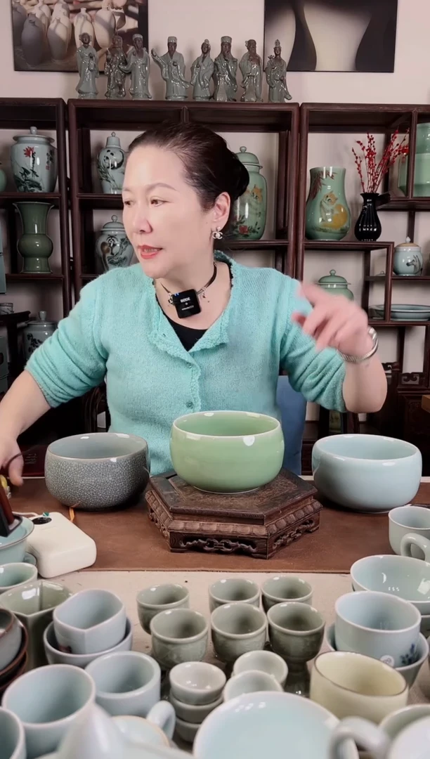 龙泉青瓷 梅青 钵