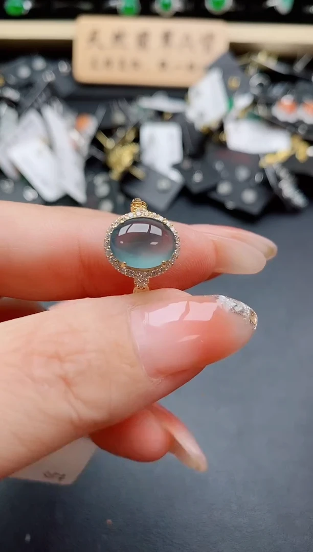 银S925镶嵌戒指翡翠1