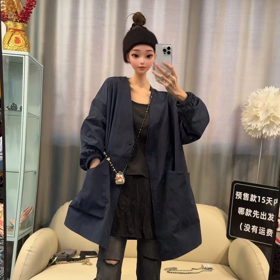 【文乐乐】春季新款韩版高级气质时尚休闲潮流百搭风衣外套517