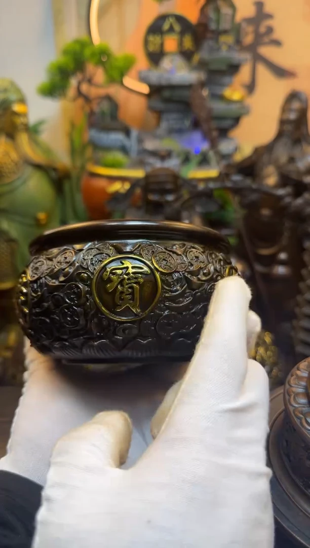 潼潼古铜只卖真铜！（鎏金聚宝盆）