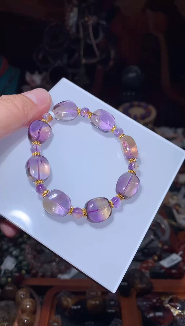 水晶珠宝半成品未镶嵌紫黄晶