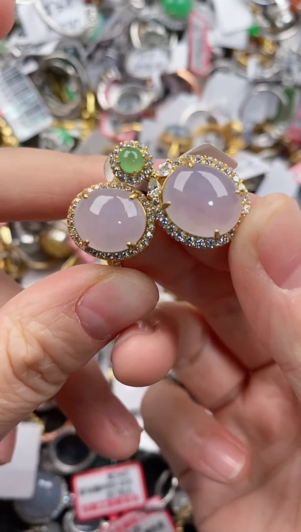 银S925镶嵌戒指翡翠666       3