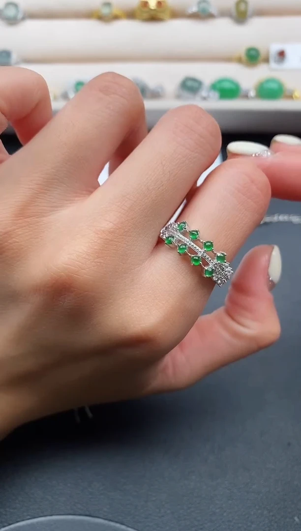 银S925镶嵌戒指翡翠7777777+4