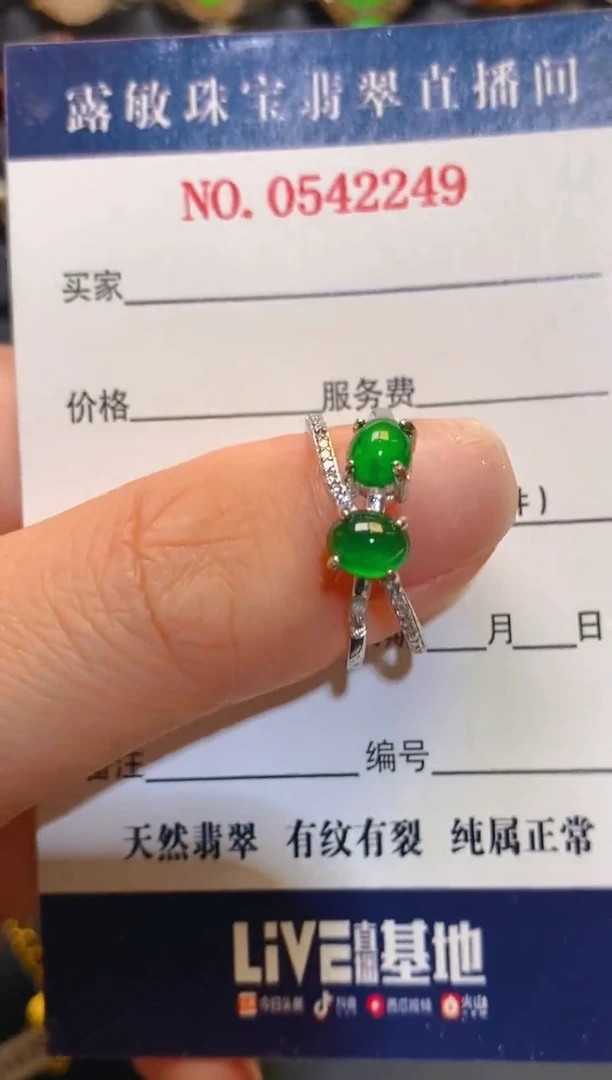 银S925镶嵌翡翠耳饰天然