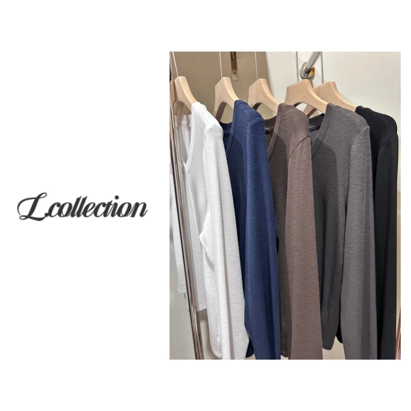 L.collection【v领打底】天丝v领长袖打底