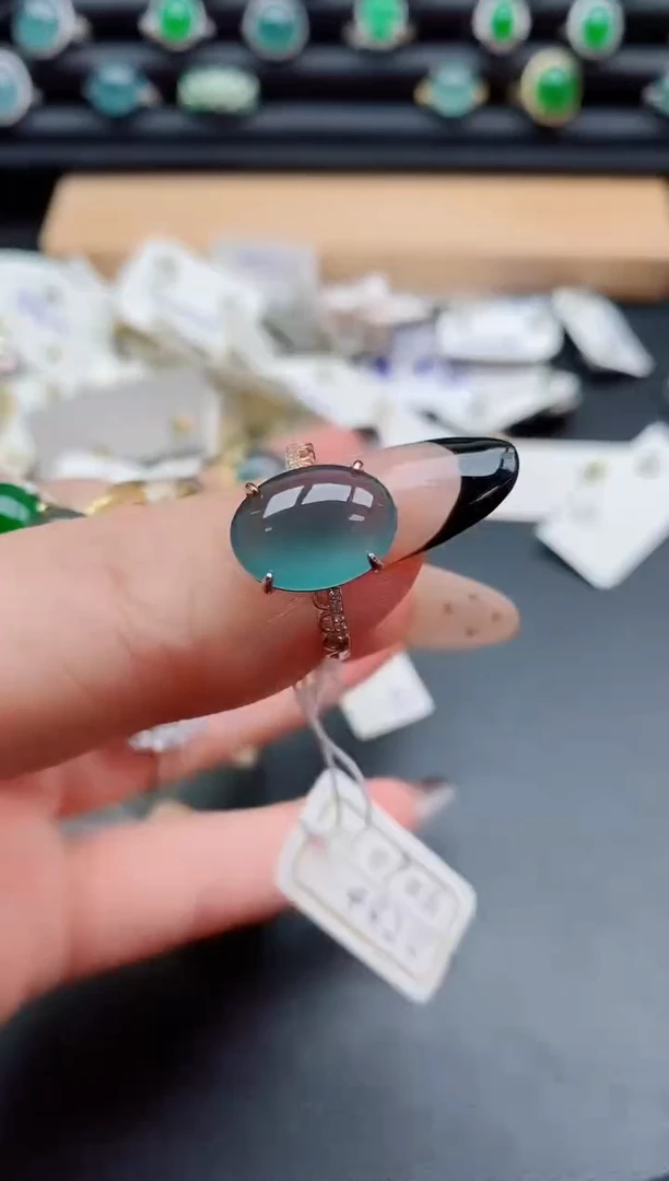 银S925镶嵌戒指翡翠1