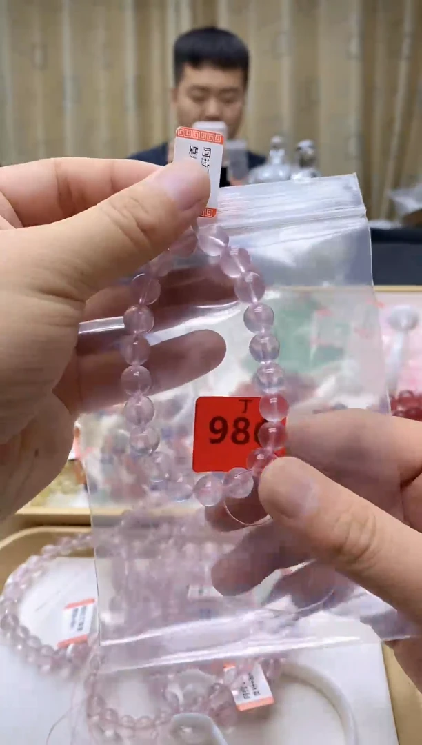 未镶嵌手串水晶粉水晶手串9mm+