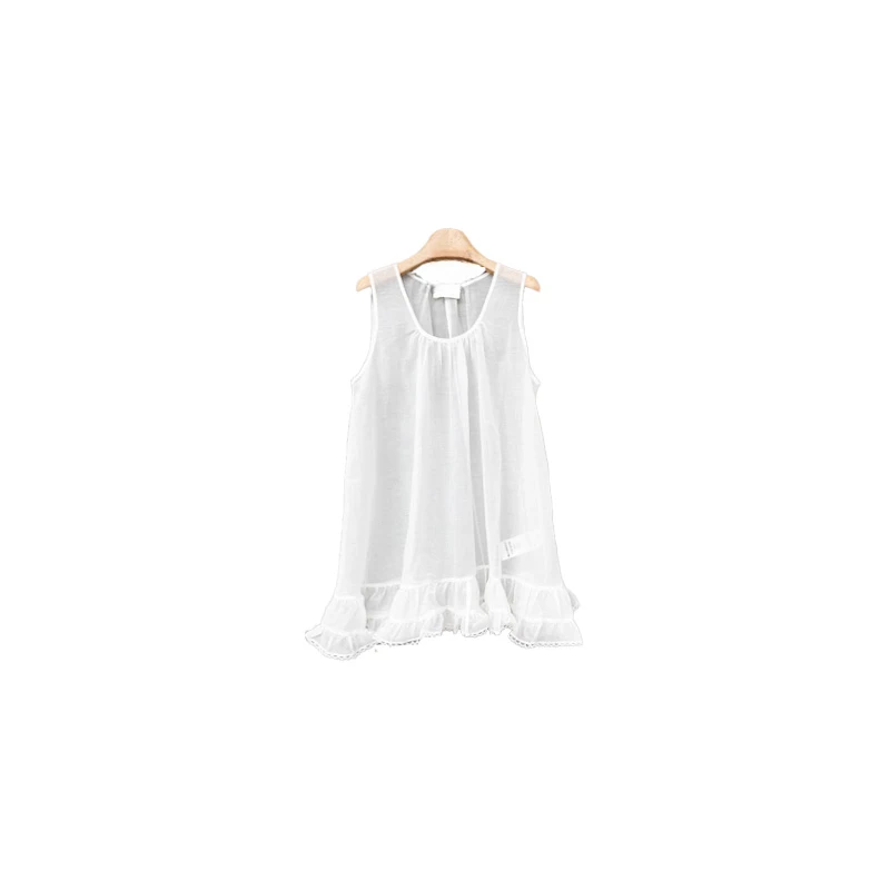 南油小众设计师新品六家白荷叶边无袖吊带背心