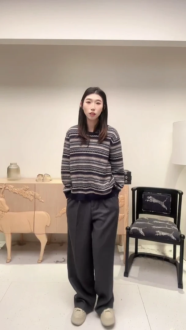 费尔岛条纹设计羊毛上衣